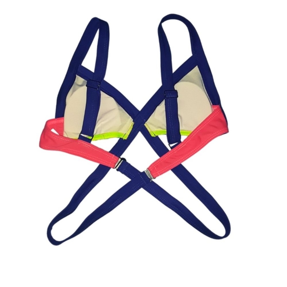 NWOT AGENT PROVOCATEUR REPLICA Strappy Cutout Neon Purple Green Coral Bikini Set - Picture 5 of 9